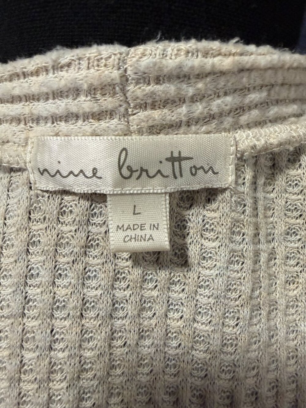 Nine Britton Oatmeal Ribbed Knit Button Front Duster Cardigan | L - Picture 3 of 7